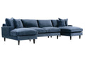 Oslo 3-Piece Symmetrical Blue Velvet Sectional Sofa with Track Arms