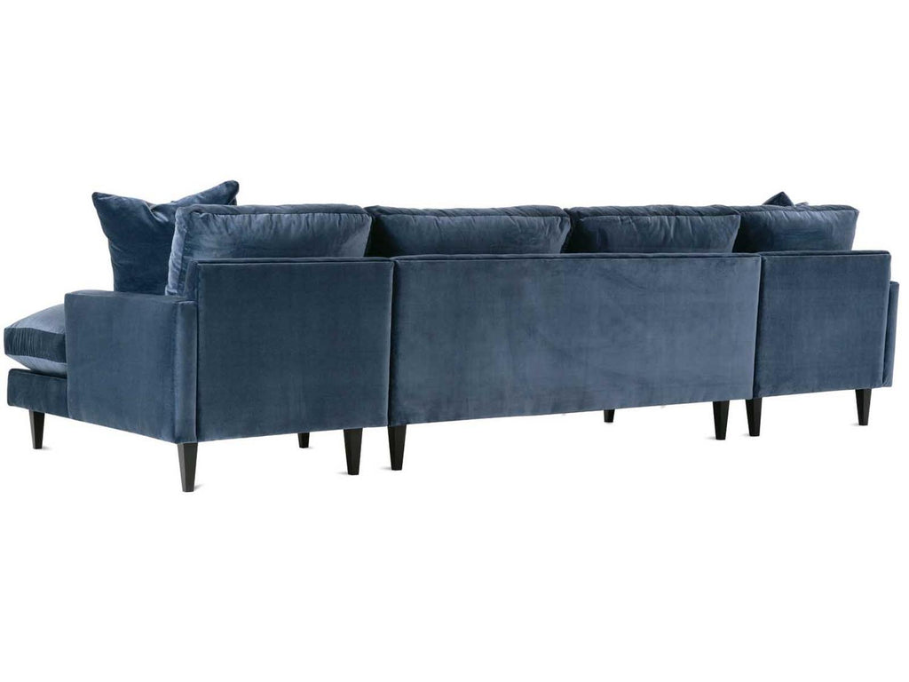Oslo 3-Piece Symmetrical Blue Velvet Sectional Sofa with Track Arms