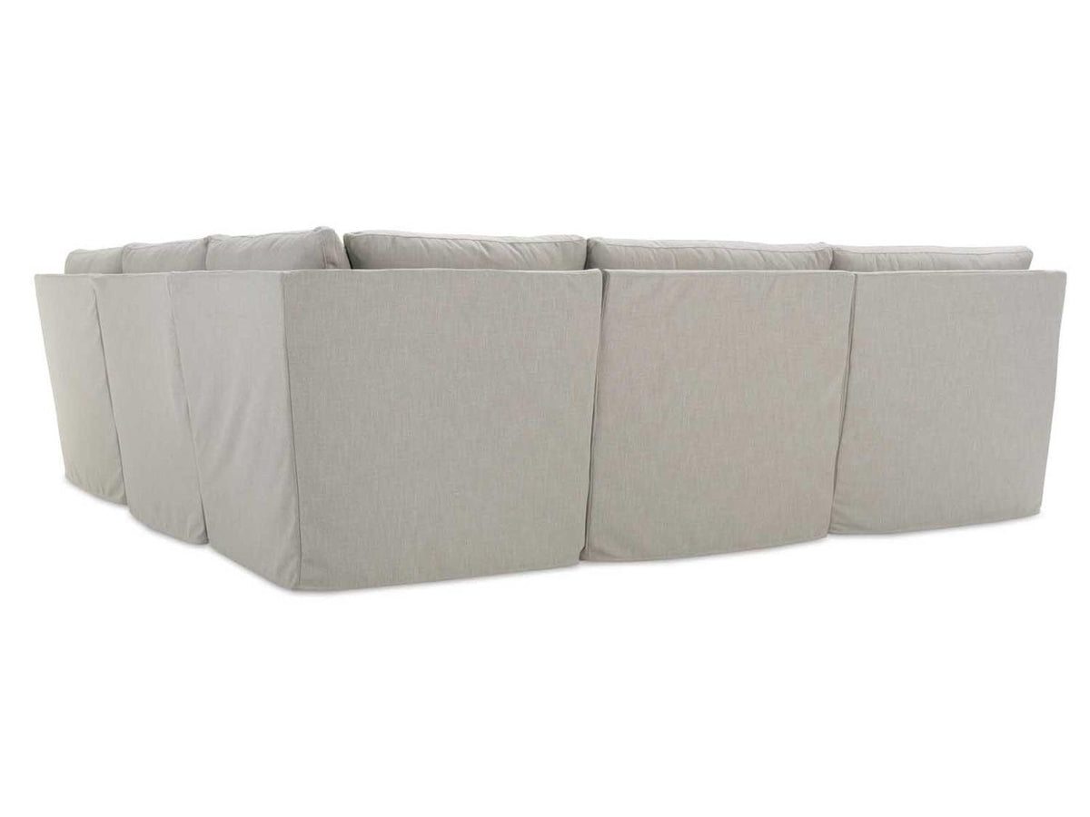 Serena 2-Piece 4-Seat Slipcovered Sectional Sofa in Gray Fabric