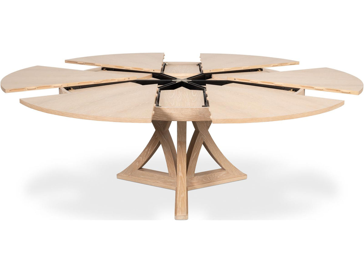 Casual Jupe Extendable Round Dining Table Bleached Oak