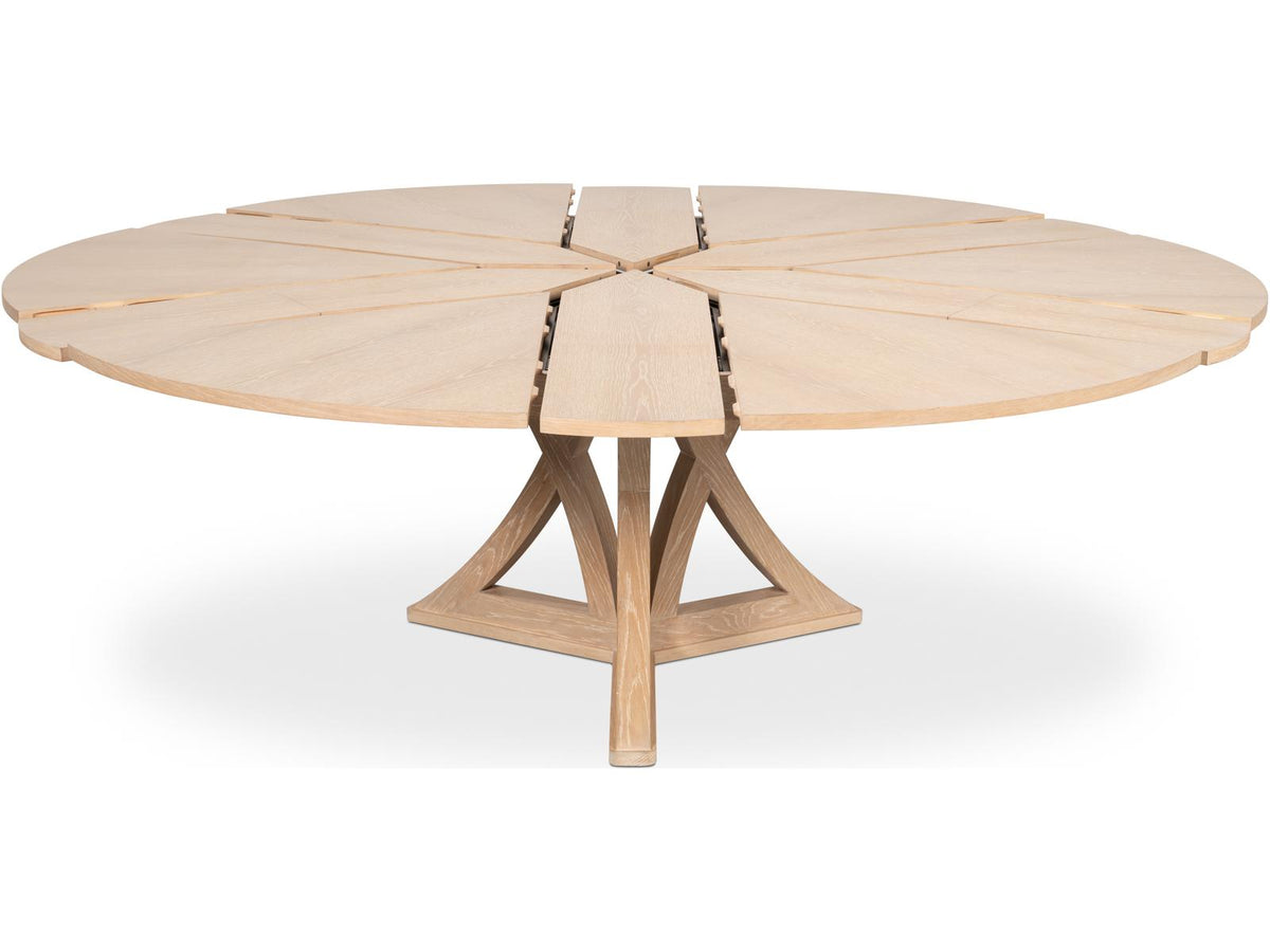 Casual Jupe Extendable Round Dining Table Bleached Oak