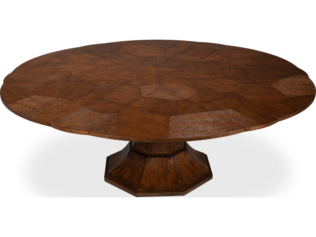 Jupe Round Extendable Wood Dining Table in Brown Palladio Finish