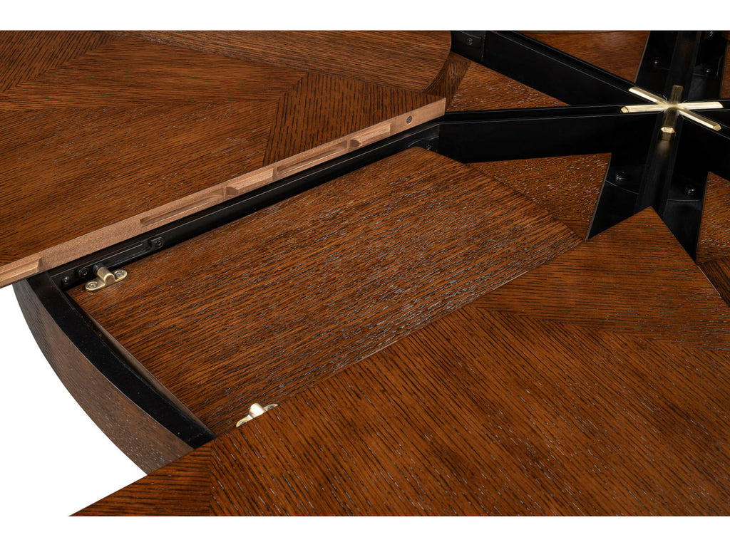 Jupe Round Extendable Wood Dining Table in Brown Palladio Finish