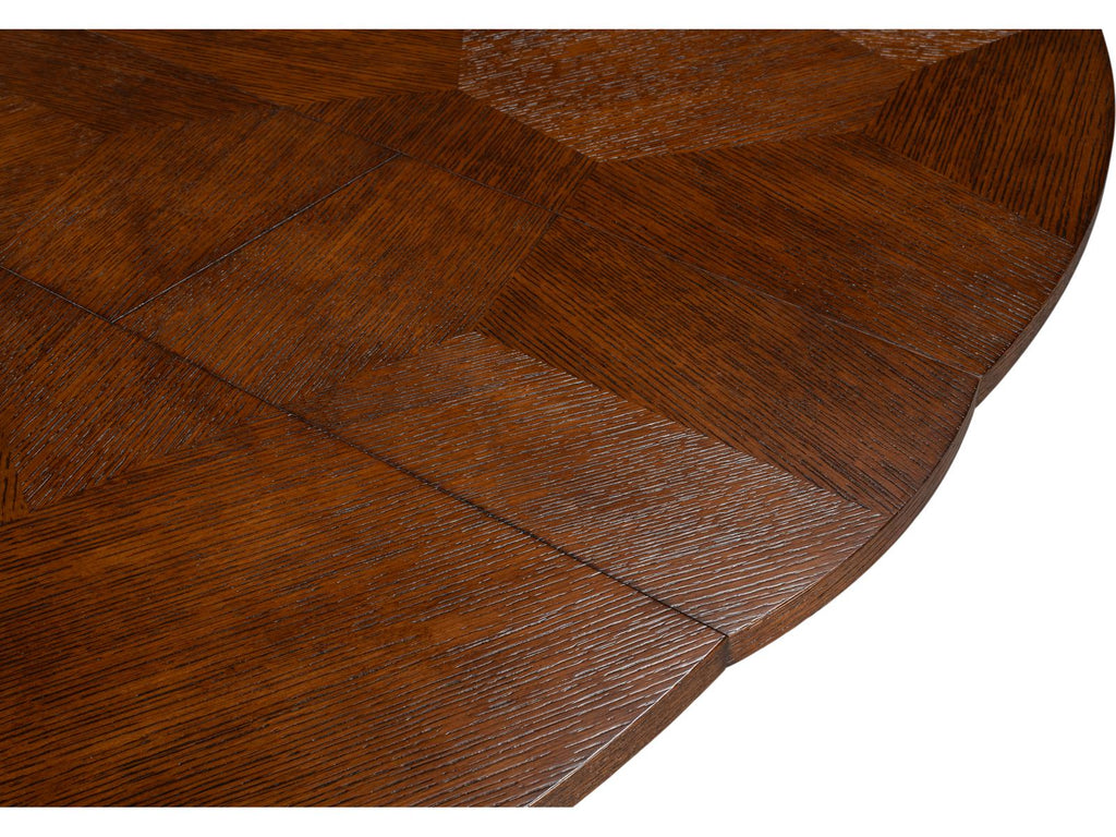 Jupe Round Extendable Wood Dining Table in Brown Palladio Finish