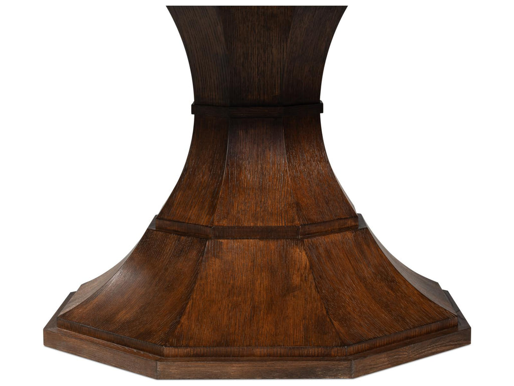 Jupe Round Extendable Wood Dining Table in Brown Palladio Finish