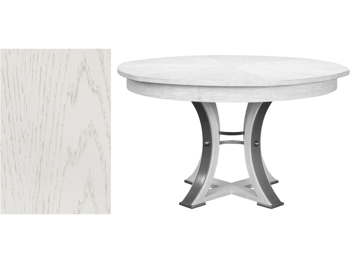 Tower Jupe Round Dining Table in Working White Oak and Iron
