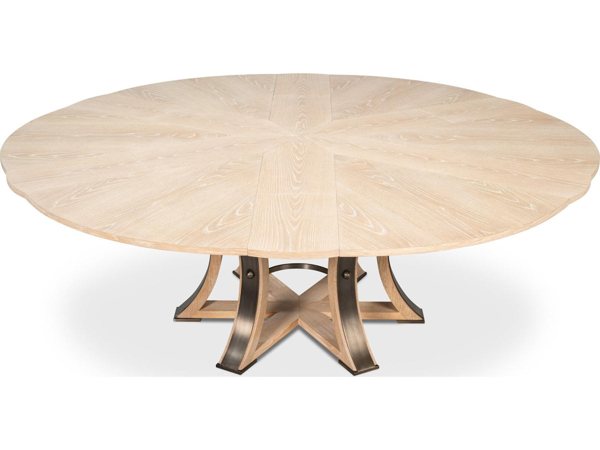 Jupe Round Extendable Dining Table in Bleached Oak