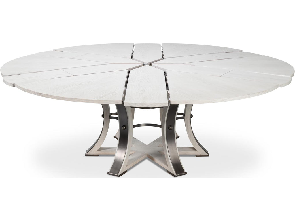 Tower Jupe Round Extendable Dining Table in Working White Oak