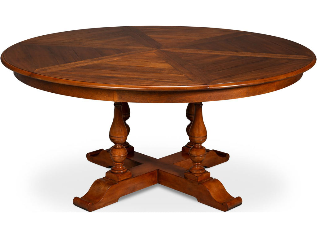 Jupe Round Dining Table in Old World Walnut Finish