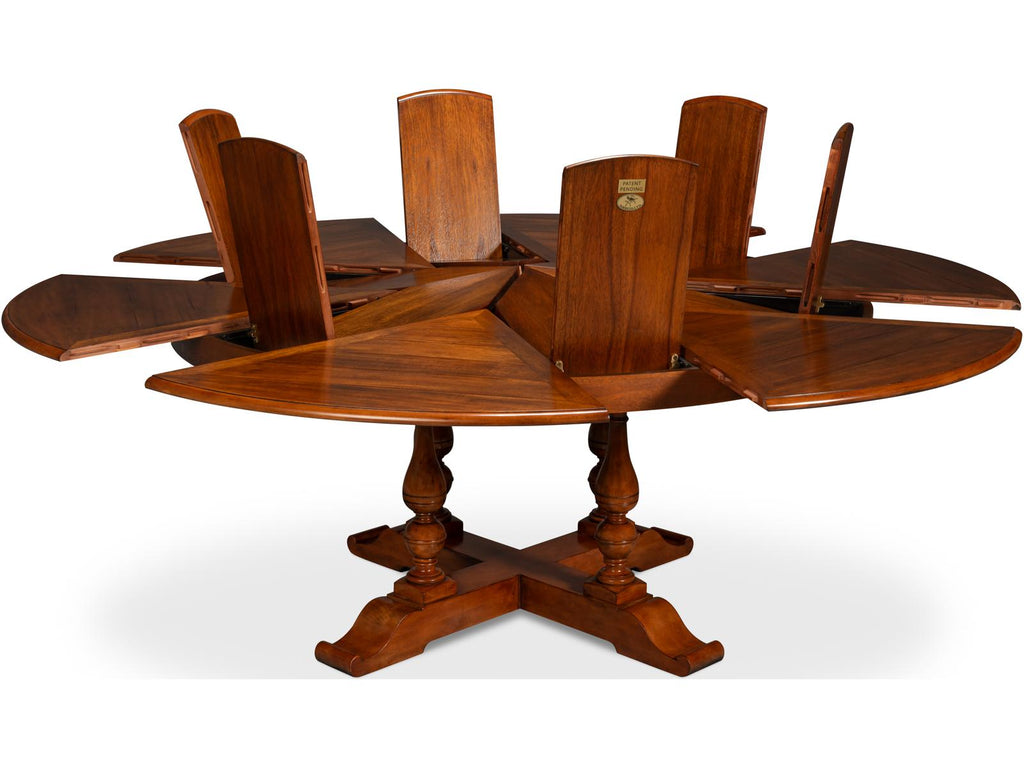 Jupe Round Dining Table in Old World Walnut Finish