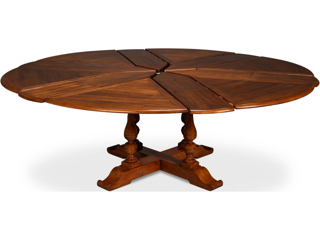 Jupe Round Dining Table in Old World Walnut Finish
