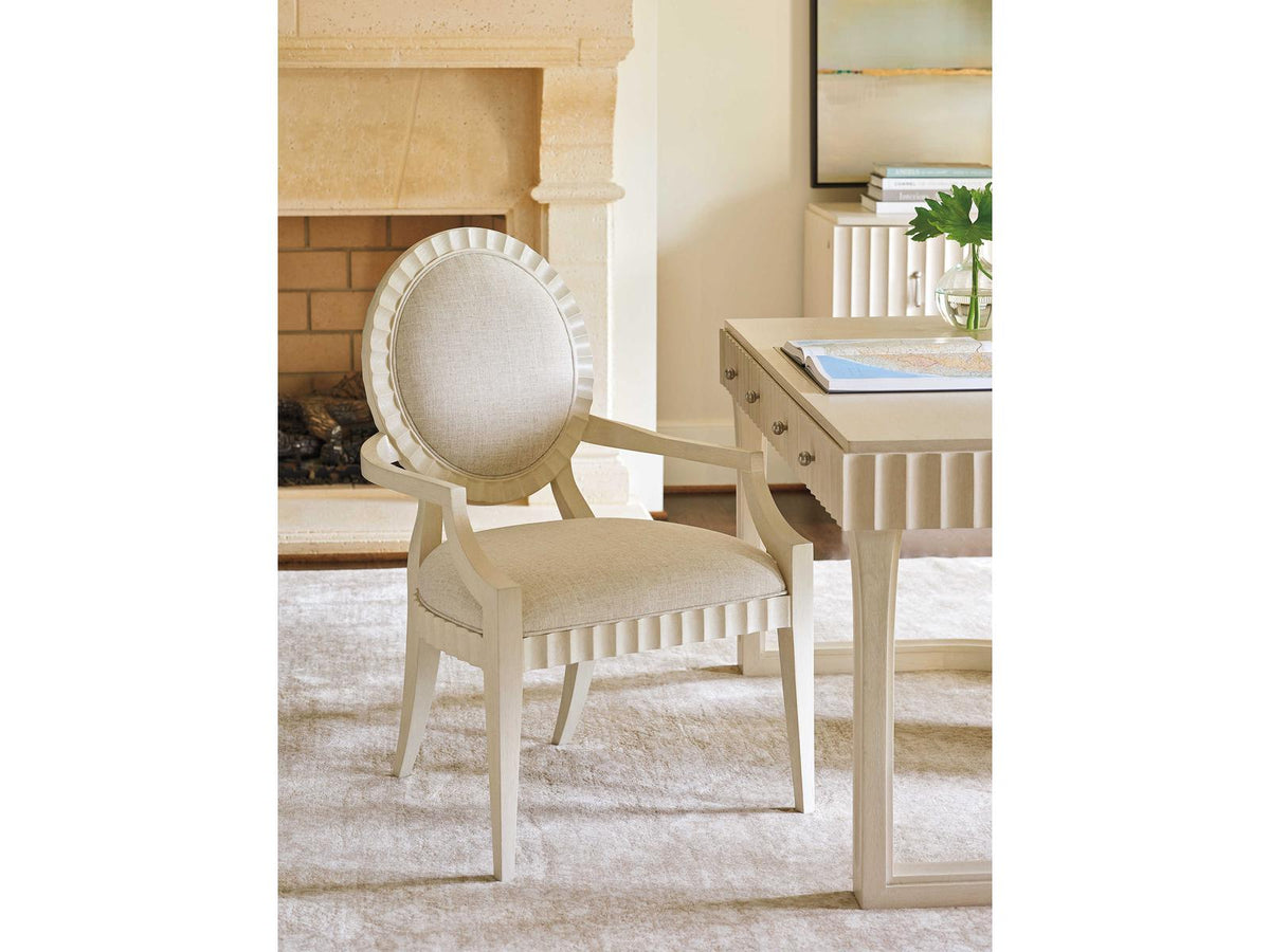 Cascades Oak Wood White Upholstered Arm Dining Chair