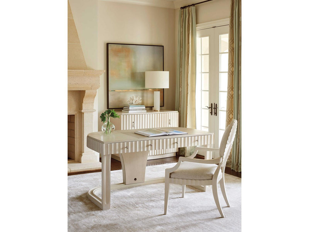 Cascades Oak Wood White Upholstered Arm Dining Chair