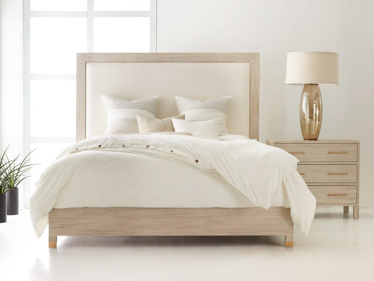 Maui Queen Ash Wood Upholstered Panel Bed