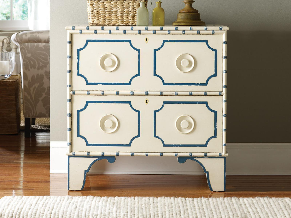 Indian Bay 2-Drawer Nightstand with Bamboo Inspired Detailing