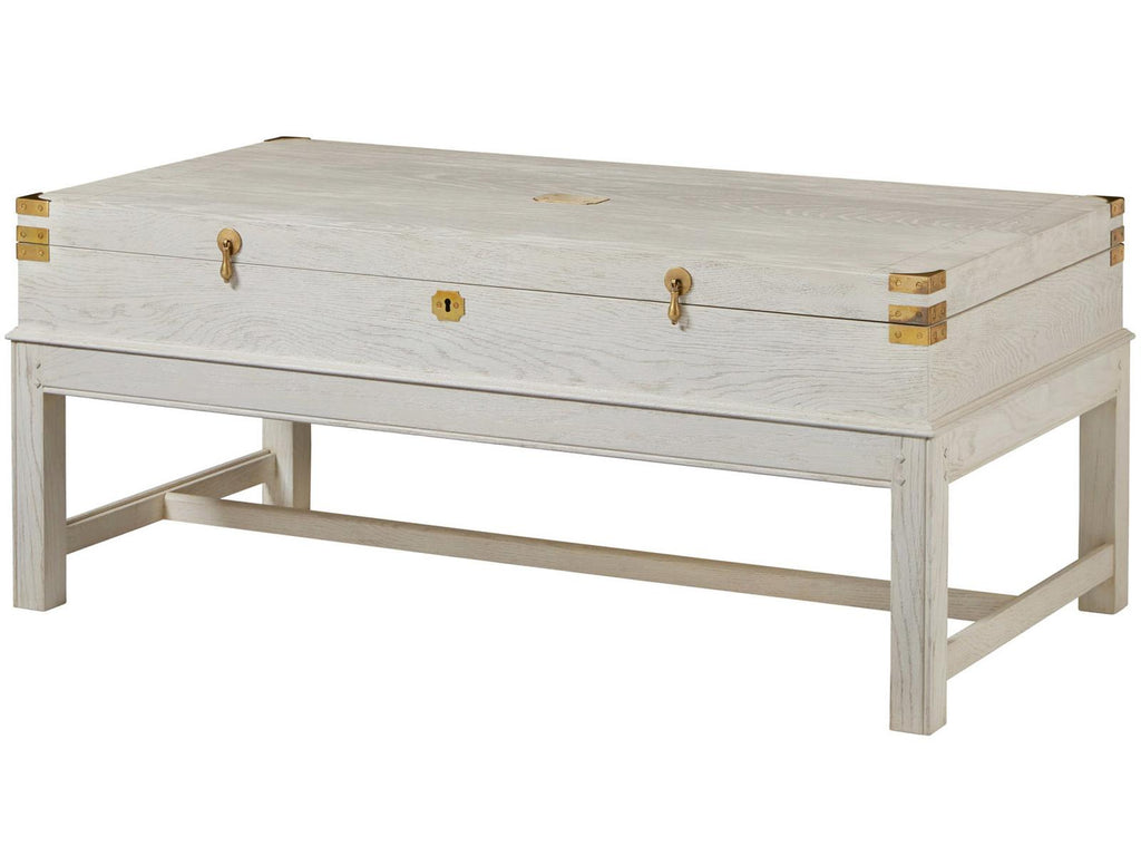 Windward Rectangular Coffee Table in White with Interior Storage