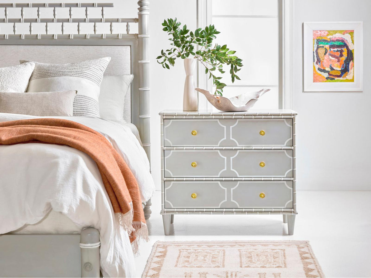 Greenwich 3-Drawer Nightstand in Truffle Gray with Brass Hardware