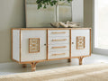 Rattan Sideboard in White Mahogany with Natural Rattan