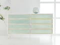 Seaglass Double Dresser in White Painted Mahogany with Seaglass Green Accents
