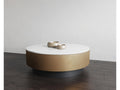 Zelda Round Coffee Table with White Marble and Antique Brass Base