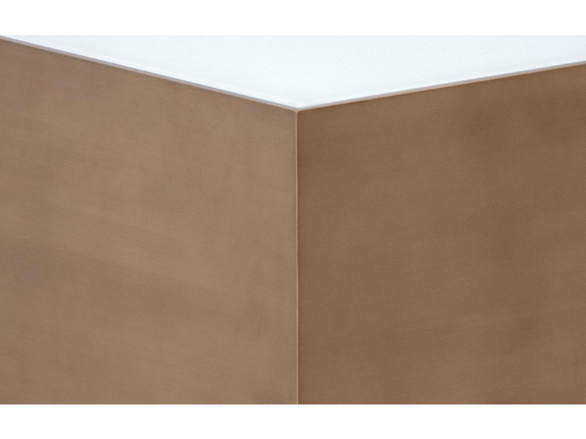Shiloh Square Coffee Table with White Glass and Gold Stainless Steel