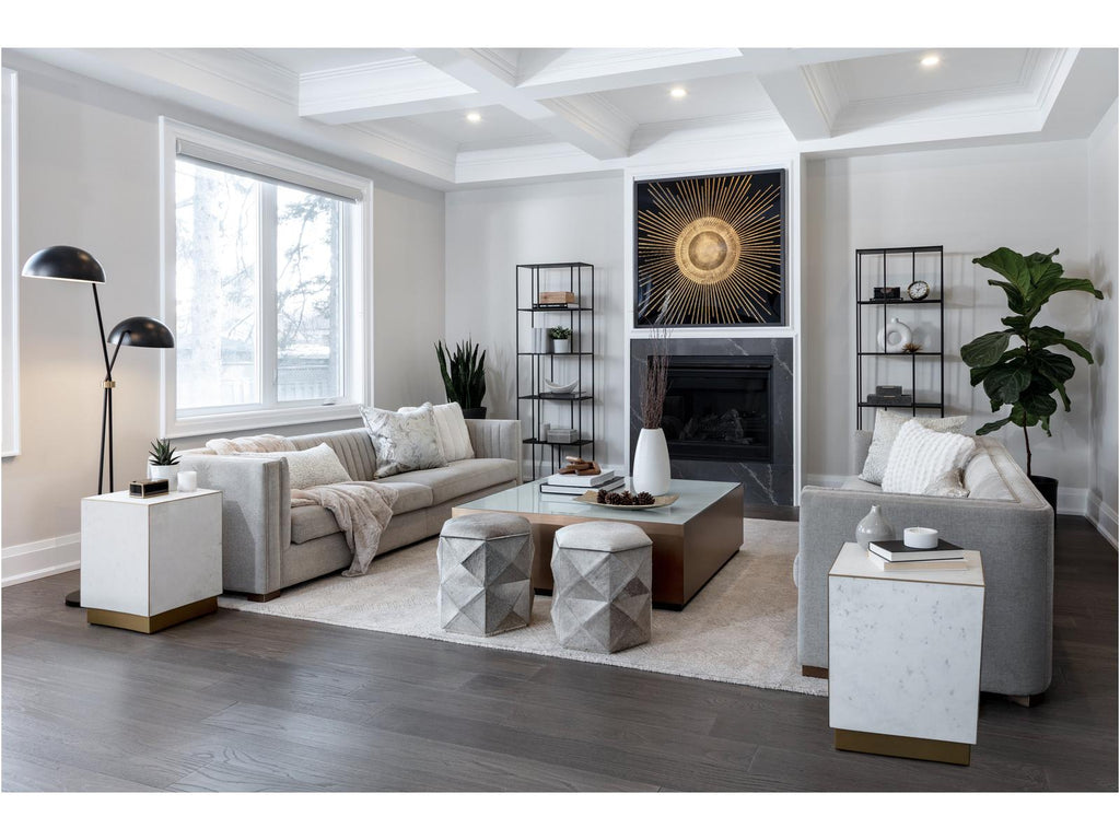 Shiloh Square Coffee Table with White Glass and Gold Stainless Steel