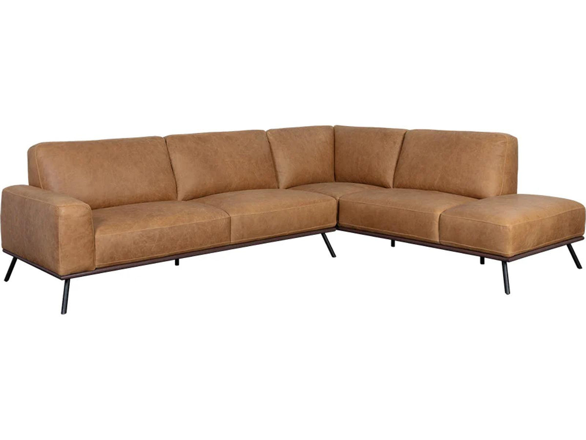 Brandi Camel Leather Brown Upholstered Sofa