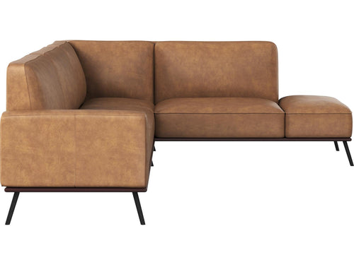 Brandi Camel Leather Brown Upholstered Sofa