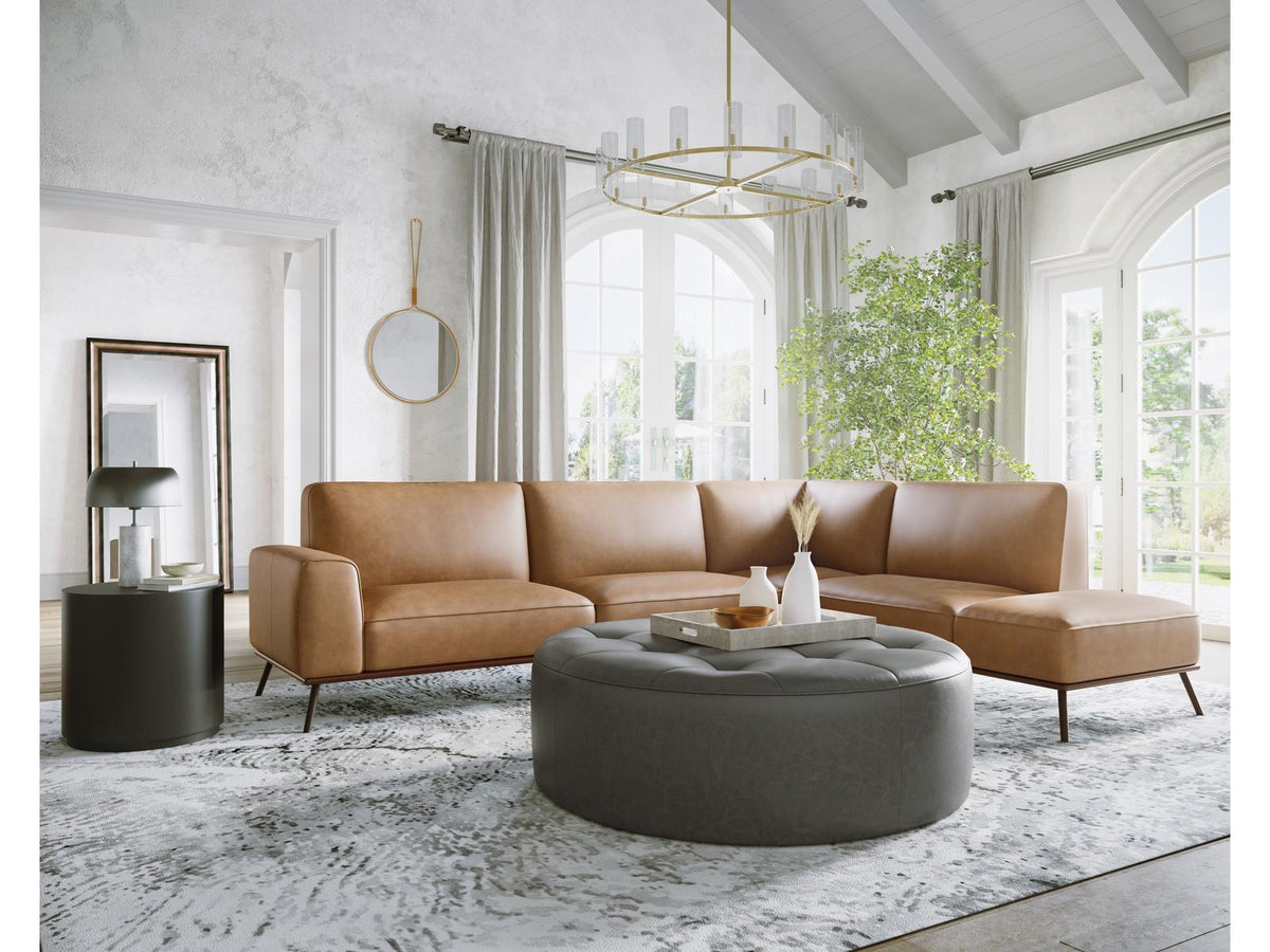 Brandi Camel Leather Brown Upholstered Sofa