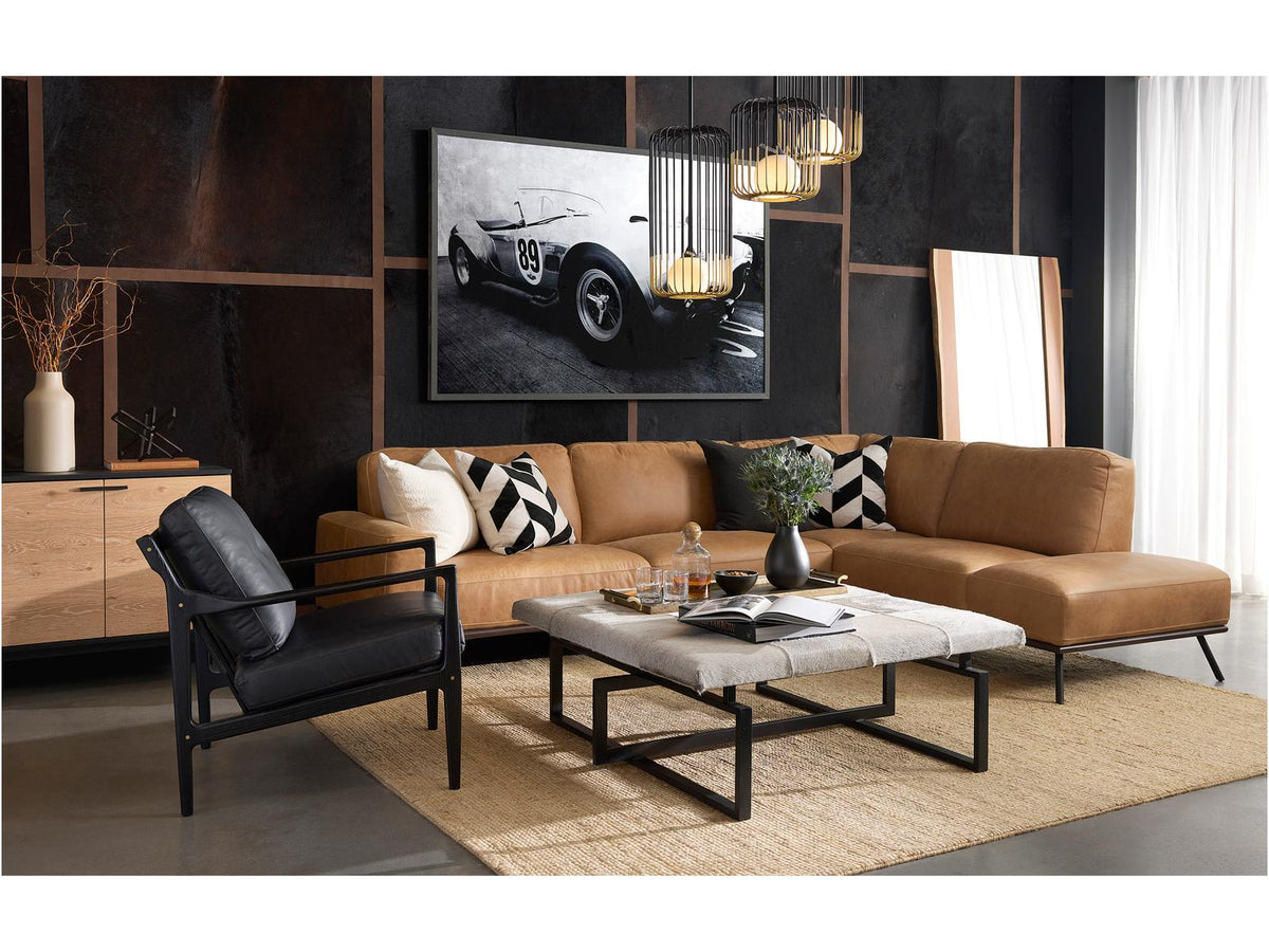 Brandi Camel Leather Brown Upholstered Sofa