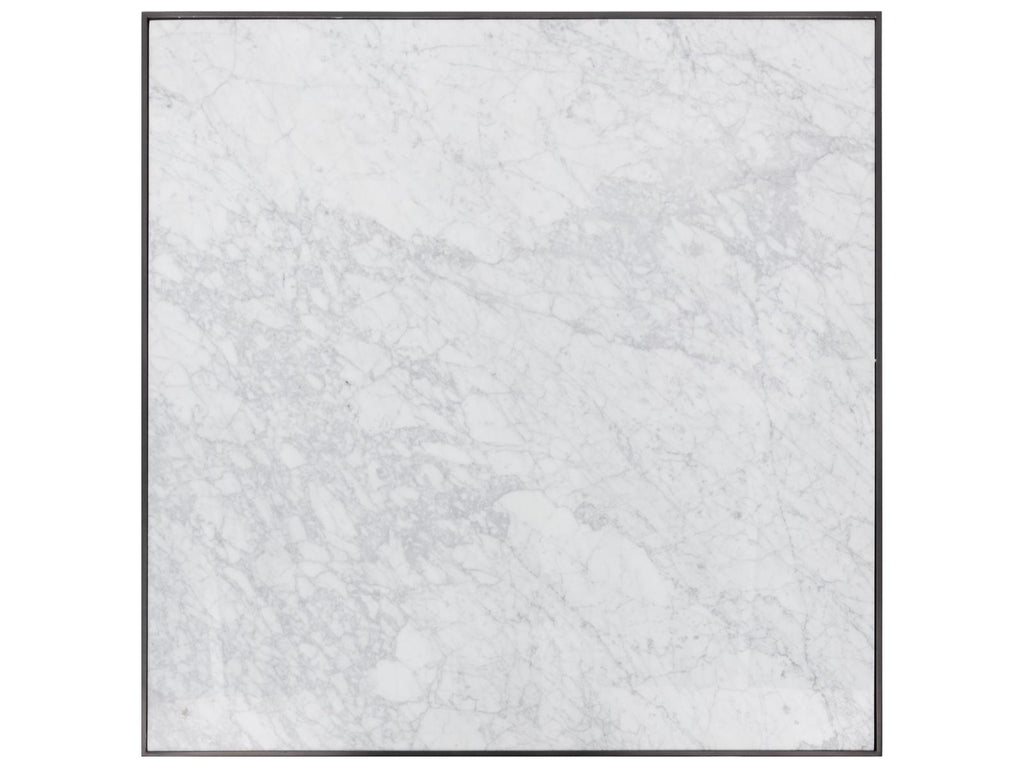 Selah Square Coffee Table in White Carrara Marble and Black Steel