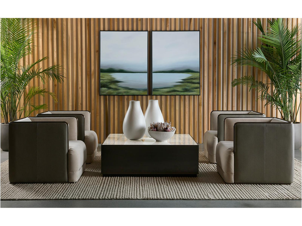 Selah Square Coffee Table in White Carrara Marble and Black Steel
