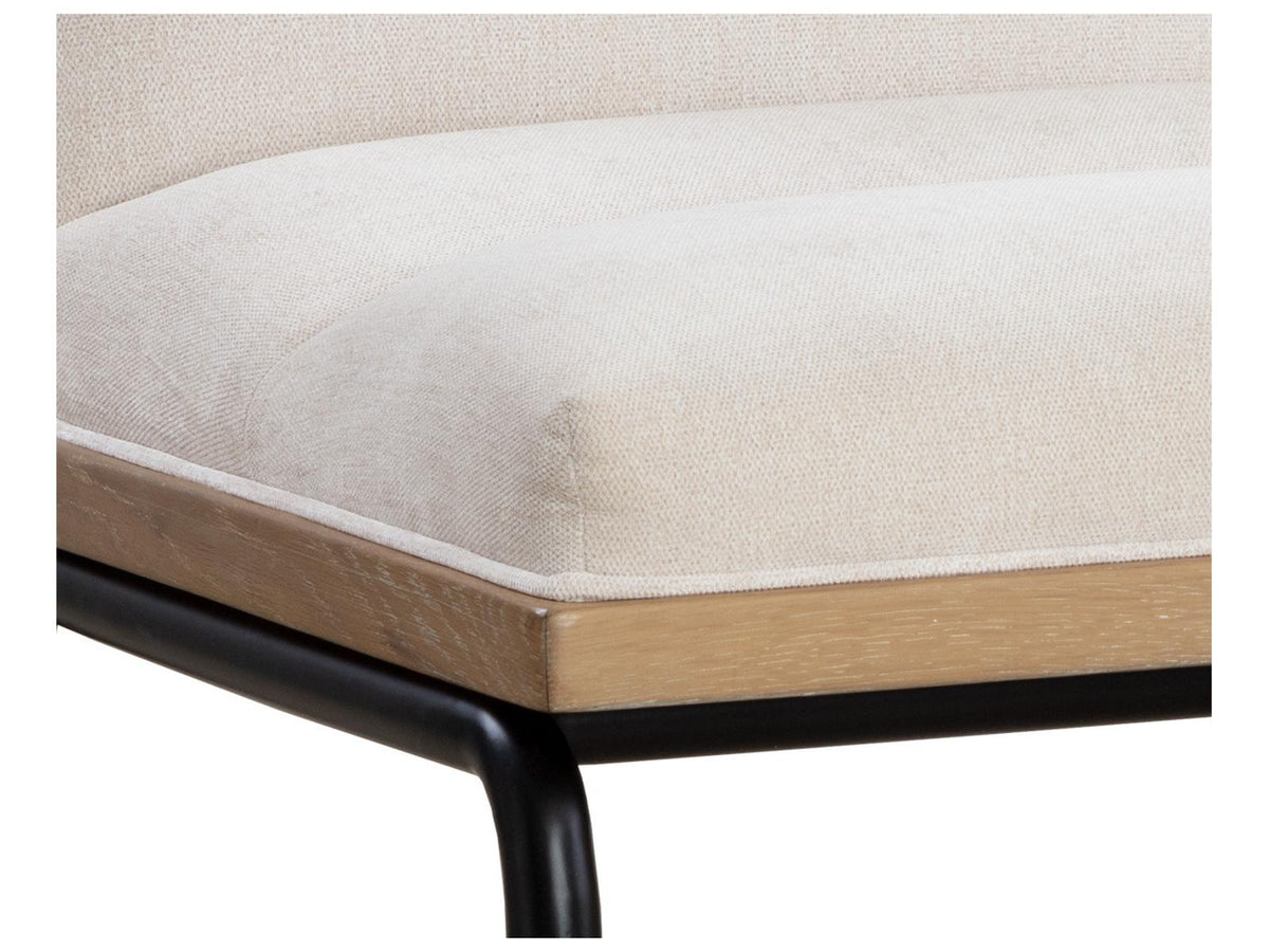 Abilene Upholstered Dining Side Chair in Polo Club Muslin with Matte Black Legs