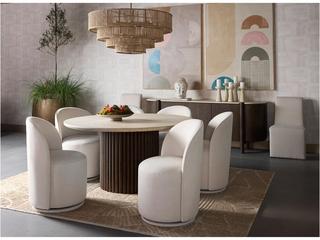 Banyan Modern Sideboard with Cream Marble Top and Oak Wood Base
