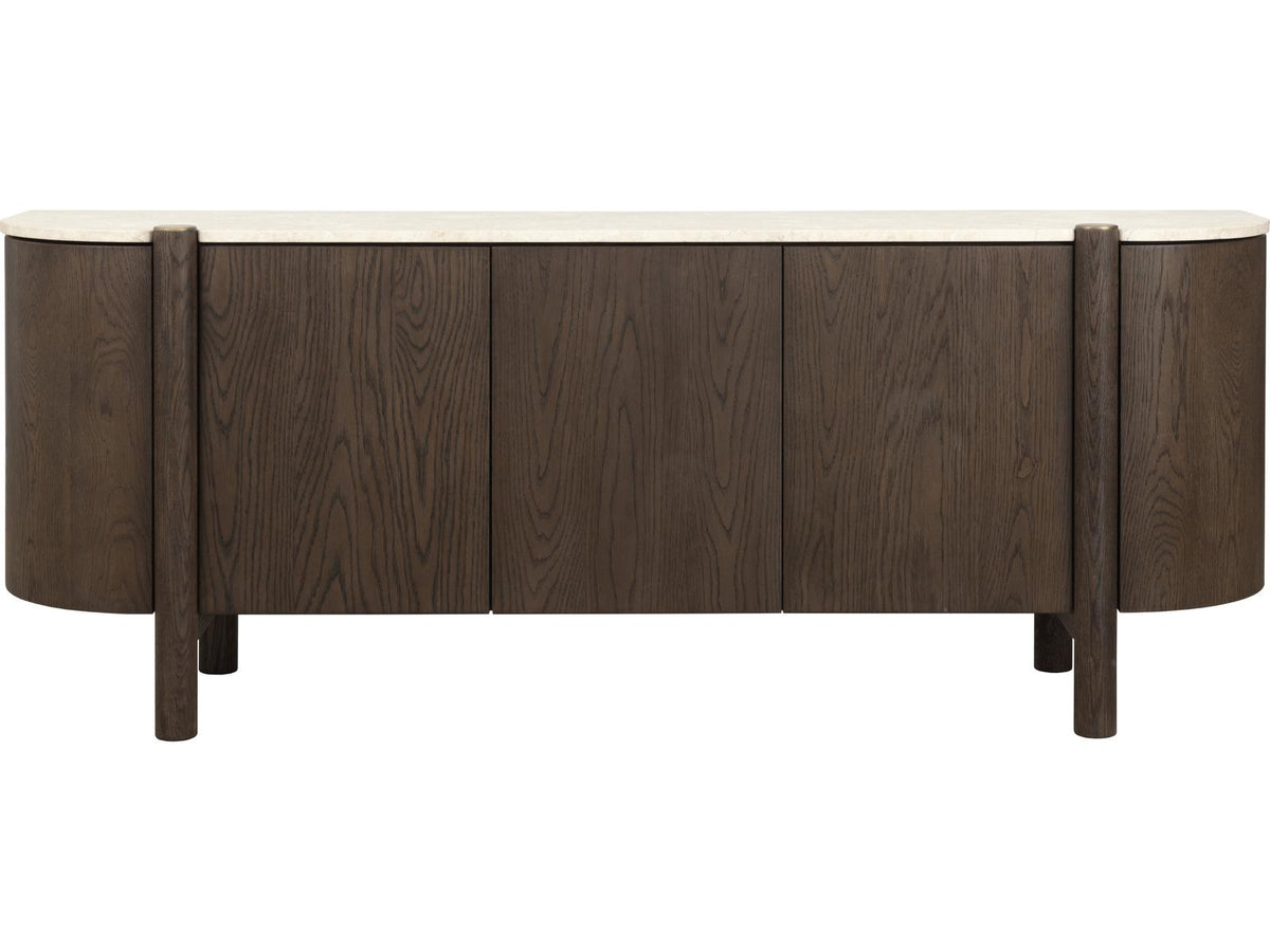 Banyan Modern Sideboard with Cream Marble Top and Oak Wood Base