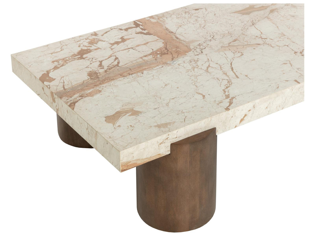 Ardi Rectangle Coffee Table with Marble Top and Mango Wood Base