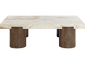 Ardi Rectangle Coffee Table with Marble Top and Mango Wood Base