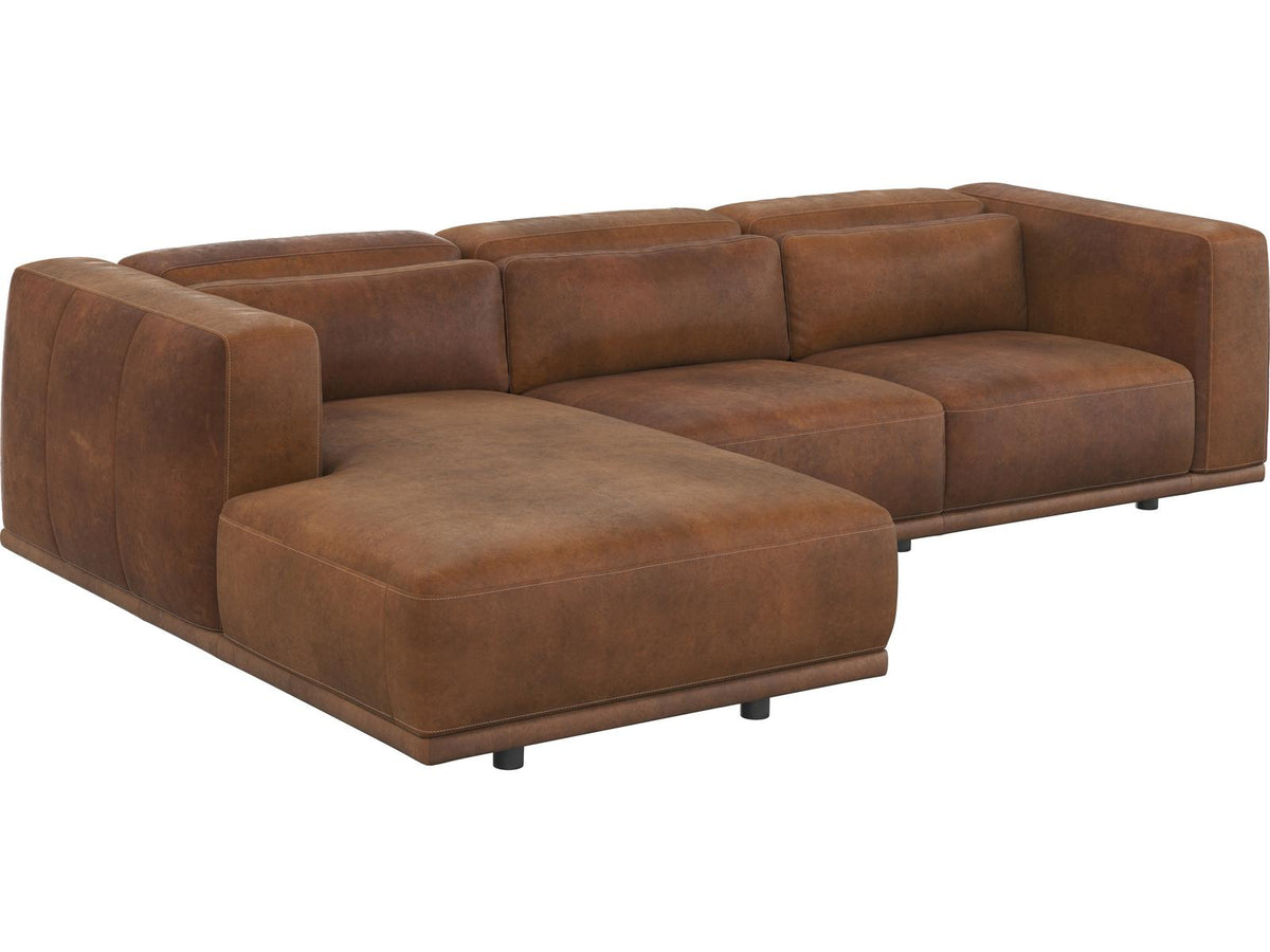 Beau 3-Seat Left Chaise Sectional Sofa in Lucia Tobacco Leather