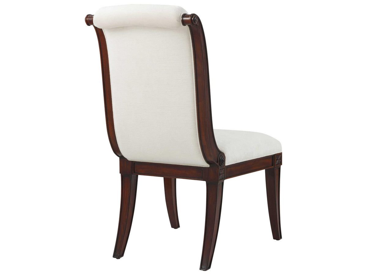 English Cabinet Maker Mahogany Wood Brown Upholstered Side Dining Chair
