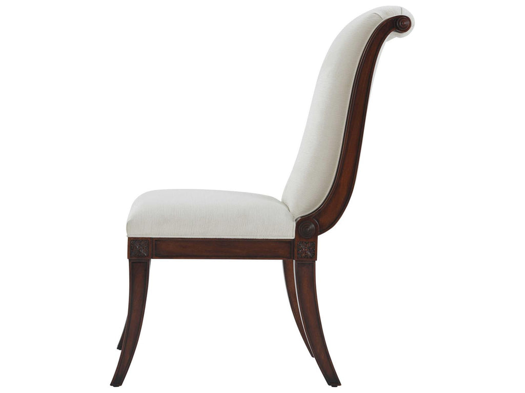 English Cabinet Maker Mahogany Wood Brown Upholstered Side Dining Chair
