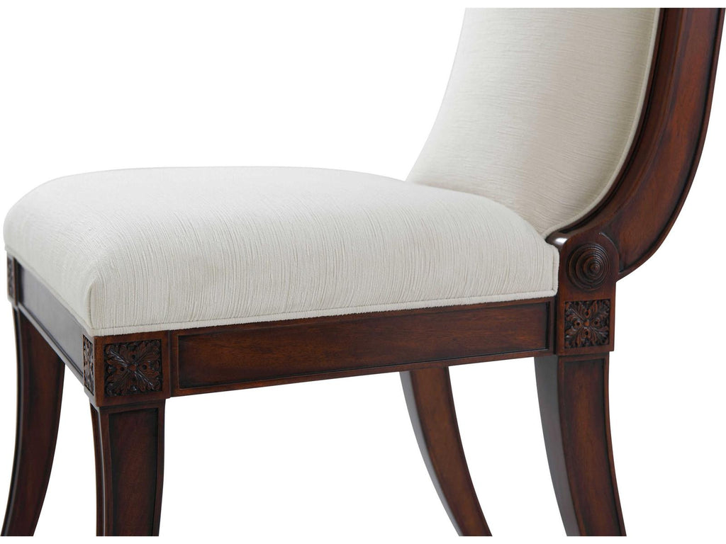English Cabinet Maker Mahogany Wood Brown Upholstered Side Dining Chair