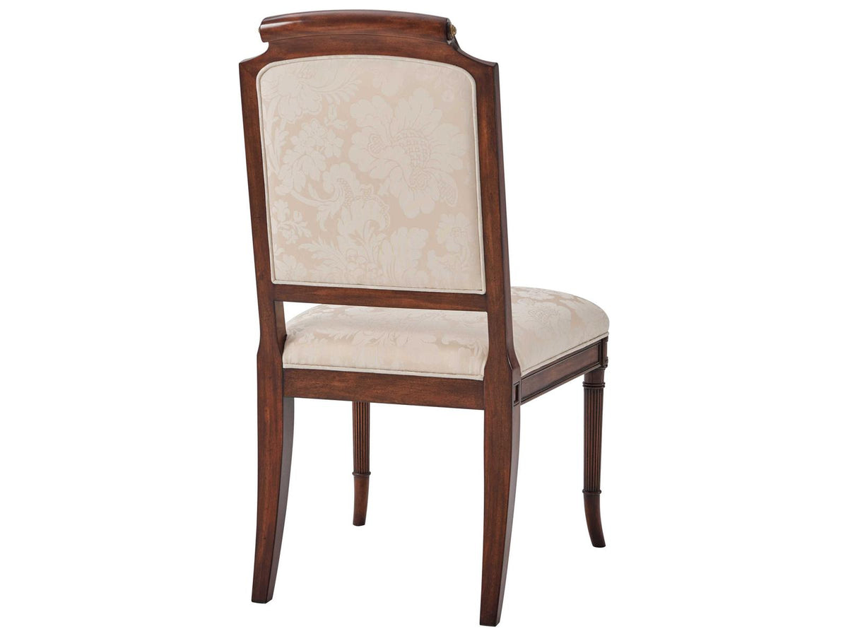 English Cabinet Maker Mahogany Wood Brown Upholstered Side Dining Chair
