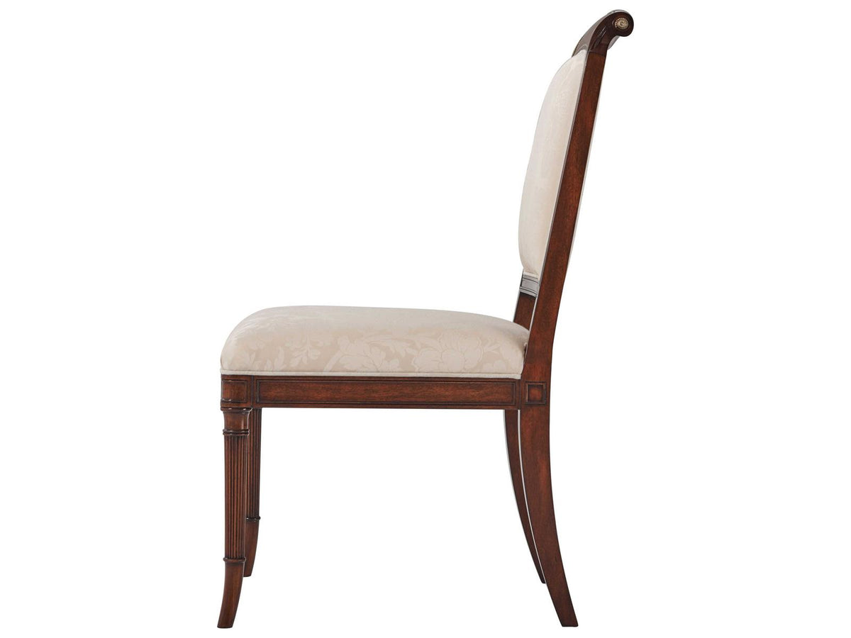 English Cabinet Maker Mahogany Wood Brown Upholstered Side Dining Chair