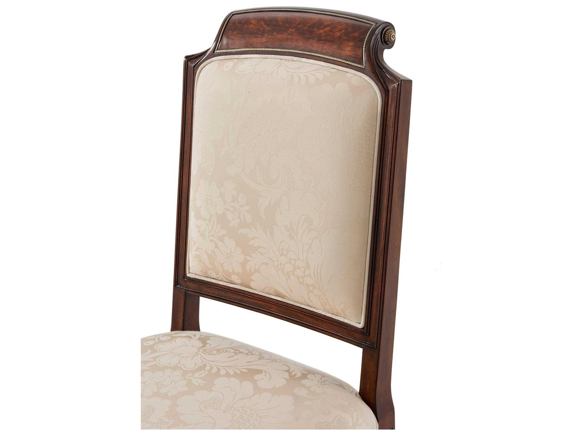 English Cabinet Maker Mahogany Wood Brown Upholstered Side Dining Chair