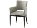 Richard Mishaan Mahogany Wood Black Upholstered Arm Dining Chair