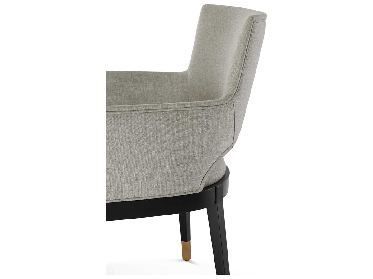Richard Mishaan Mahogany Wood Black Upholstered Arm Dining Chair
