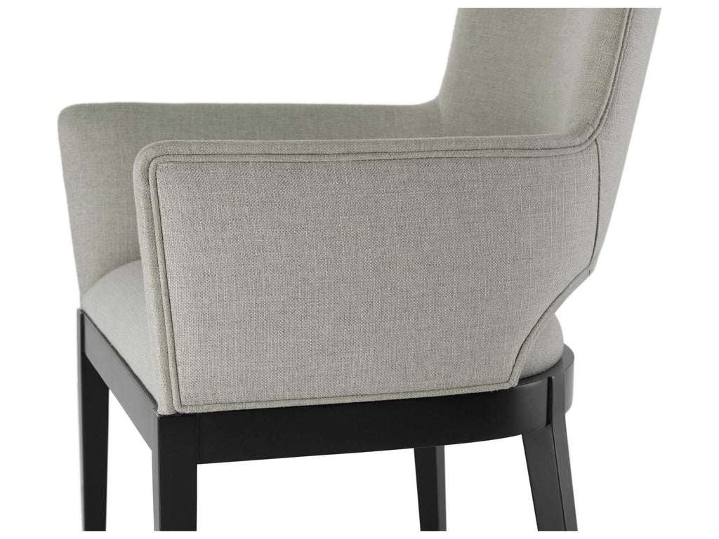 Richard Mishaan Mahogany Wood Black Upholstered Arm Dining Chair