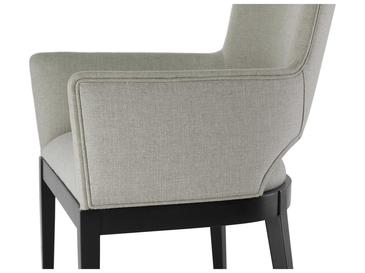 Richard Mishaan Mahogany Wood Black Upholstered Arm Dining Chair