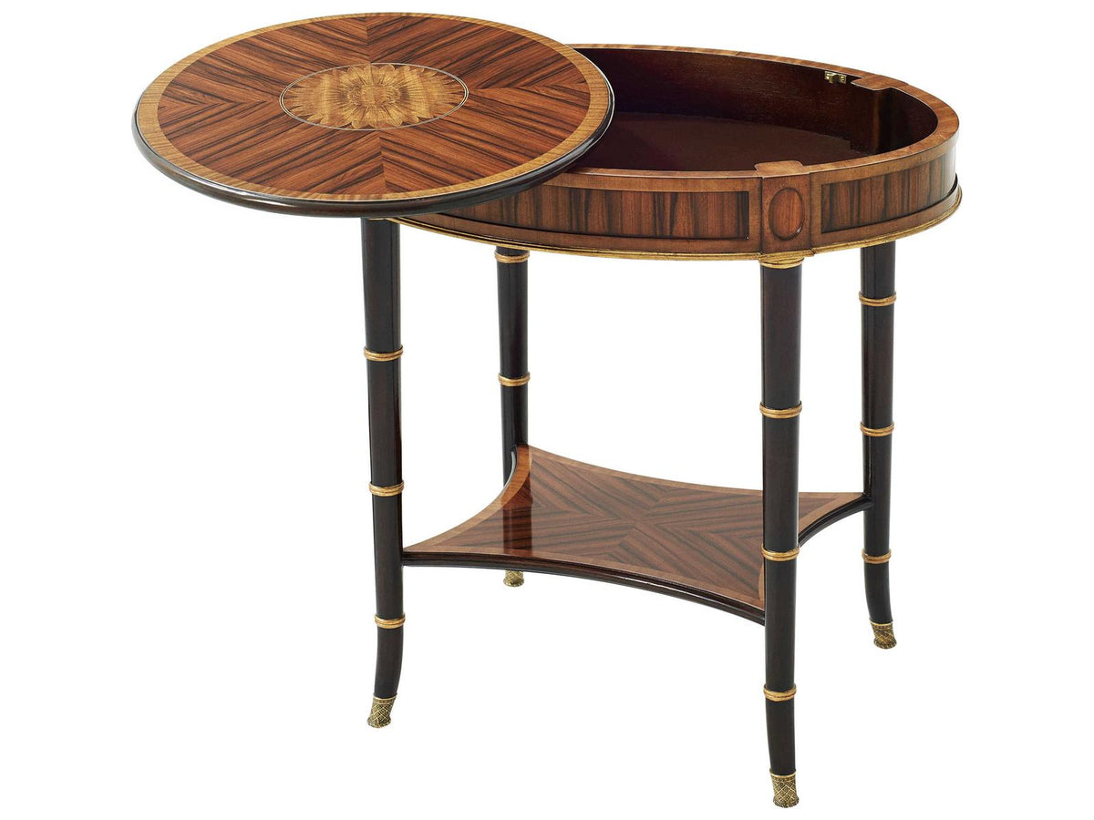 English Cabinet Maker Edgeworth Oval Accent Table with Hidden Storage