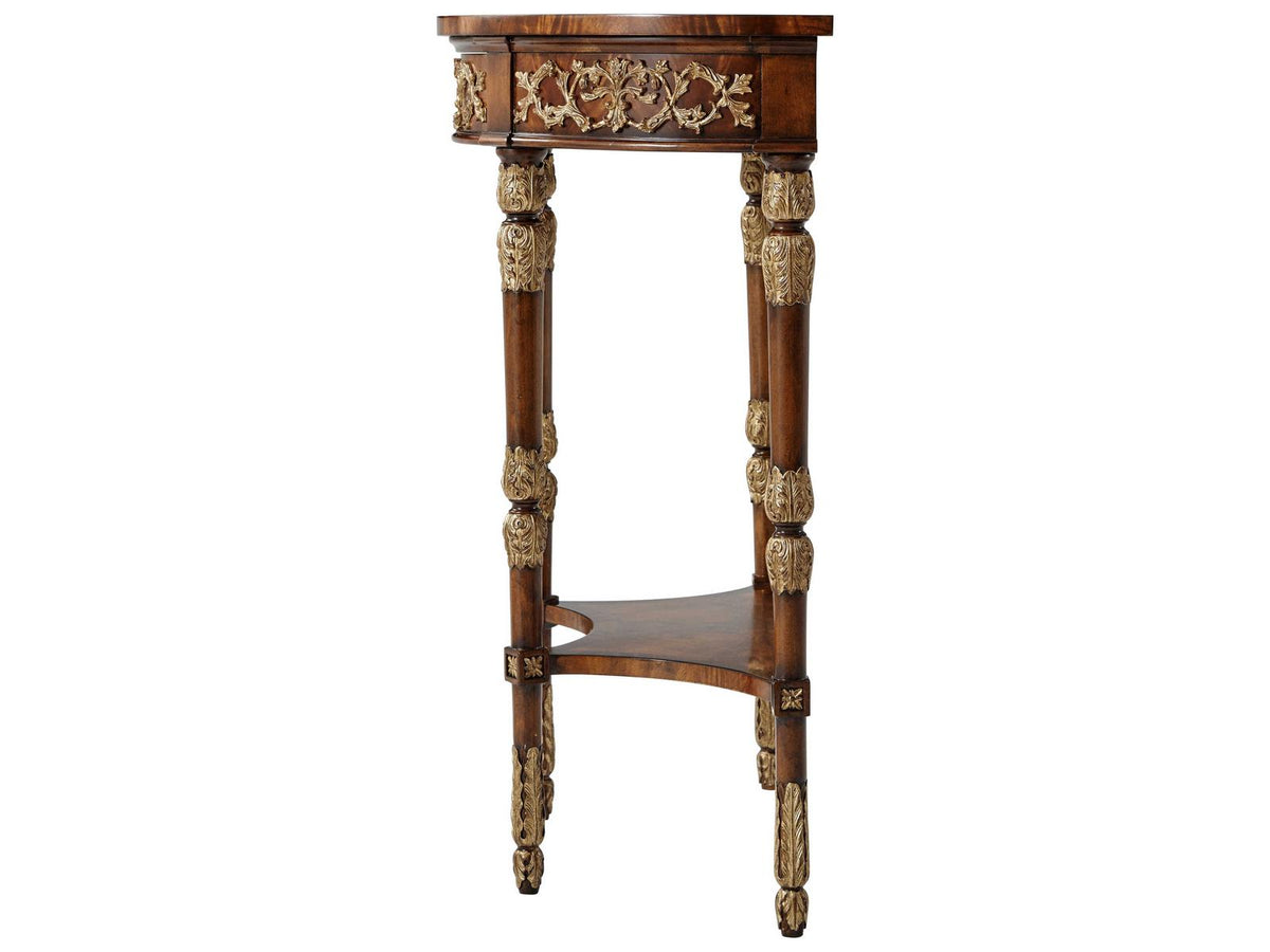 Beauty of Leaves Bowfront Console Table in Mahogany and Gilt